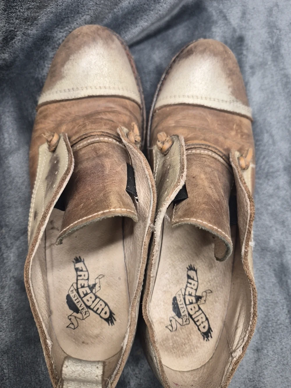 Freebird Mabel Women’s US 7 Shoes Brown Tan Leather Cap Toe Slip On Oxfords - Picture 7 of 15